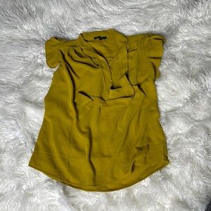 Iris small neck tie blouse in golden dark yellow